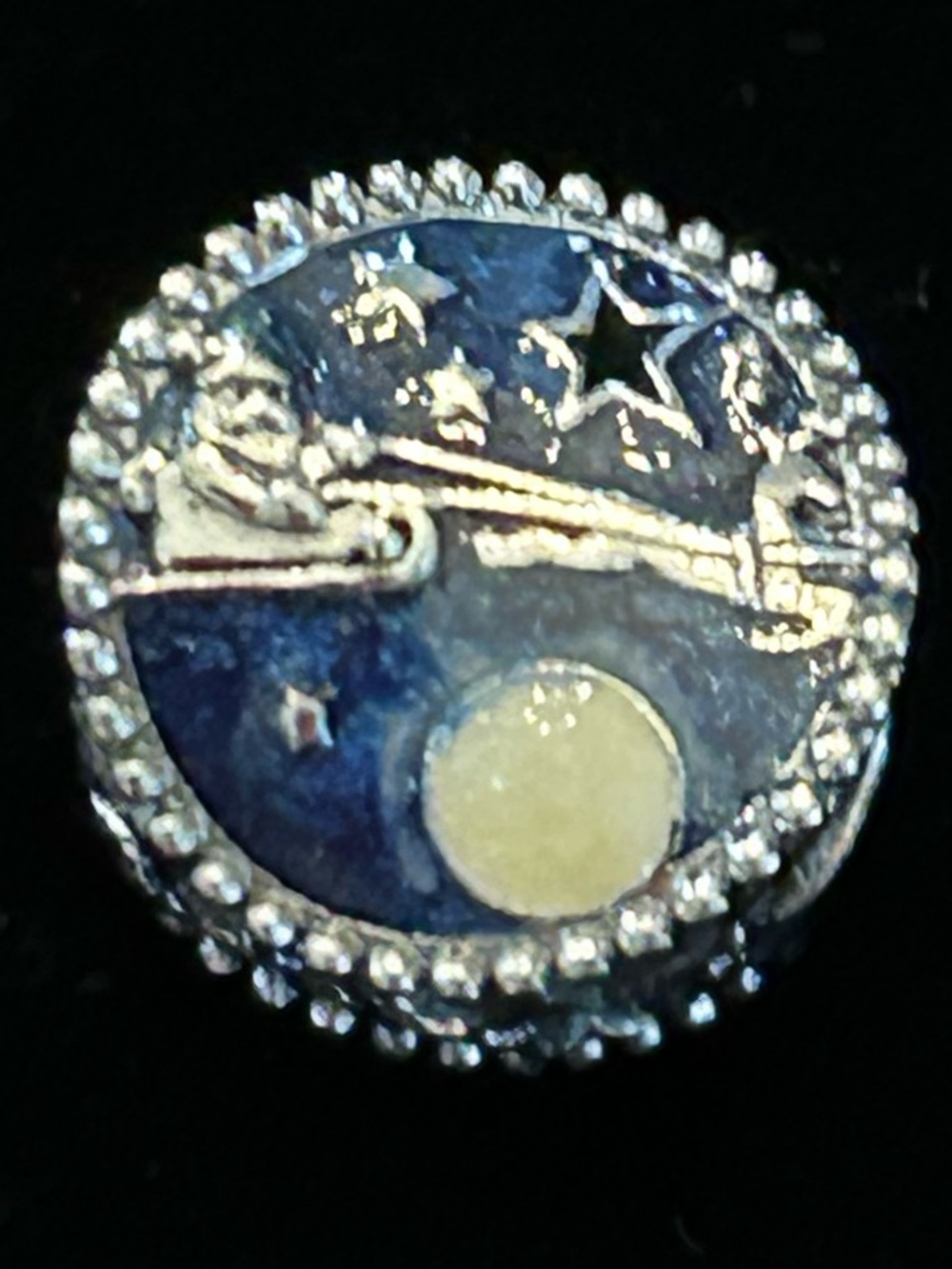 Pandora “Do you Believe in Magic” Silver & Blue enamel Santa’s Sleigh Charm
